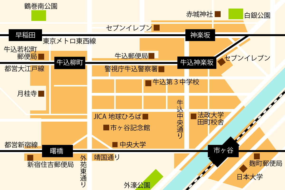 May iiアプリ利用エリア東京市ヶ谷周辺地図